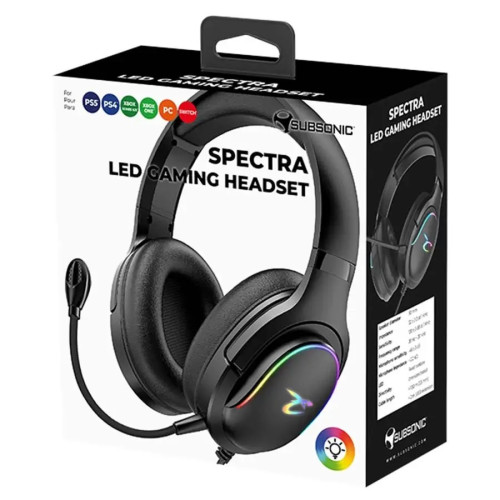 Гейминг слушалки Subsonic Spectra LED, черни