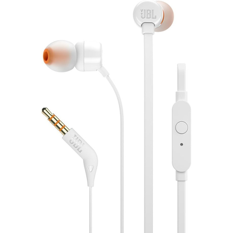 Слушалки JBL T160 in-Ear Headphones with Mic (White) - слушалки с микрофон - Бели