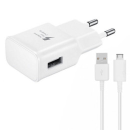 Зарядно устройство, DeTech, Adaptive Fast Charging, 1 x USB, С Micro USB кабел, Бял