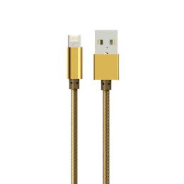 Кабел за данни, LDNIO, 2 в 1, Micro USB + Lightning (iPhone 5/6/7), С оплетка, Златист