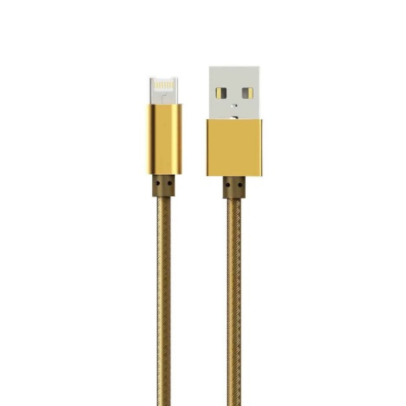 Кабел за данни, LDNIO, 2 в 1, Micro USB + Lightning (iPhone 5/6/7), С оплетка, Златист